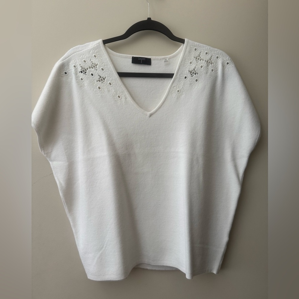 NWOT Tahari Ivory Eyelet Sweater